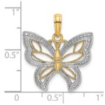 14k and White Rhodium Butterfly with Beaded Wings Charm - Image 3