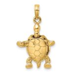 14K and White Rhodium 3-D Land Turtle with Moveable Head and Legs Charm - Image 4
