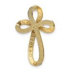 14K and White Rhodium Diamond-Cut Ribbon Cross Charm - Image 4