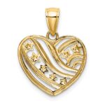 14k and White Rhodium Stars and Stripes Heart Charm - Image 4