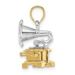 14K Two-Tone 3-D Moveable Phonograph Charm - Image 2