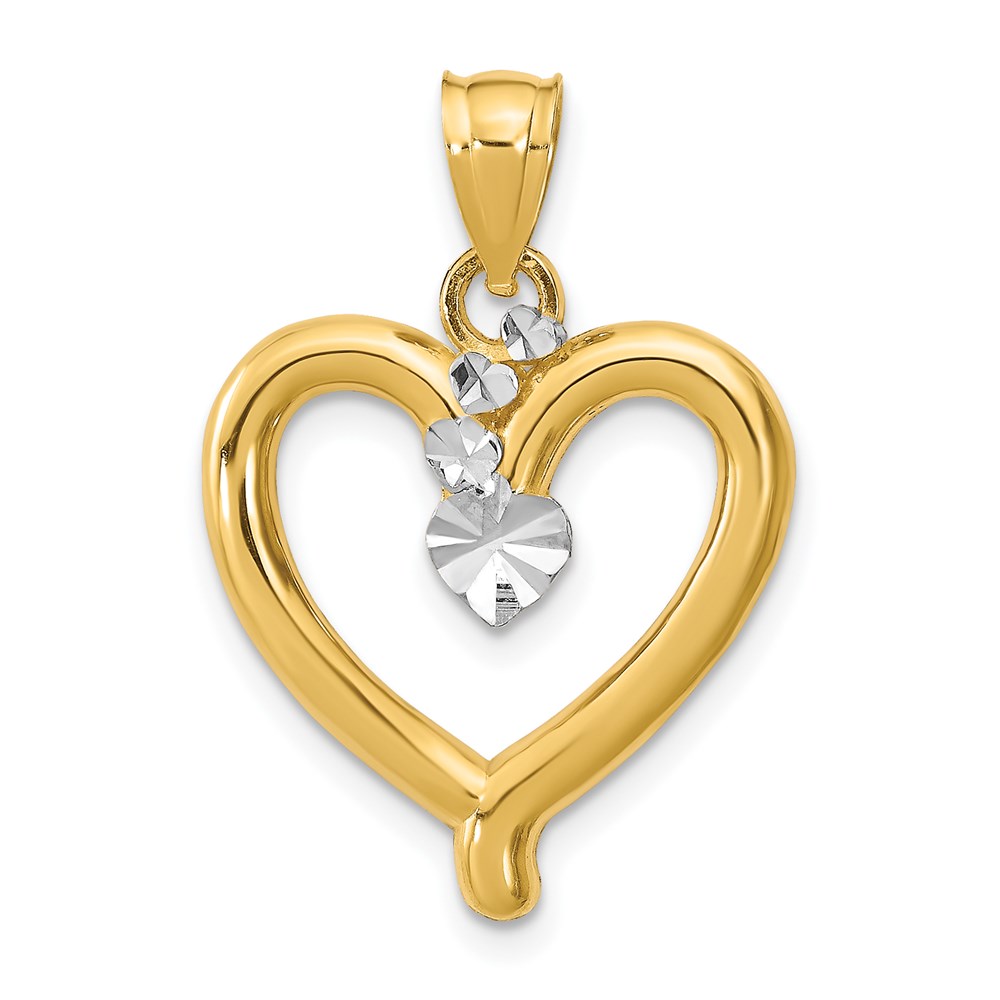 K9295.jpg 14k and White Rhodium Diamond-cut Heart Charm - Image 1