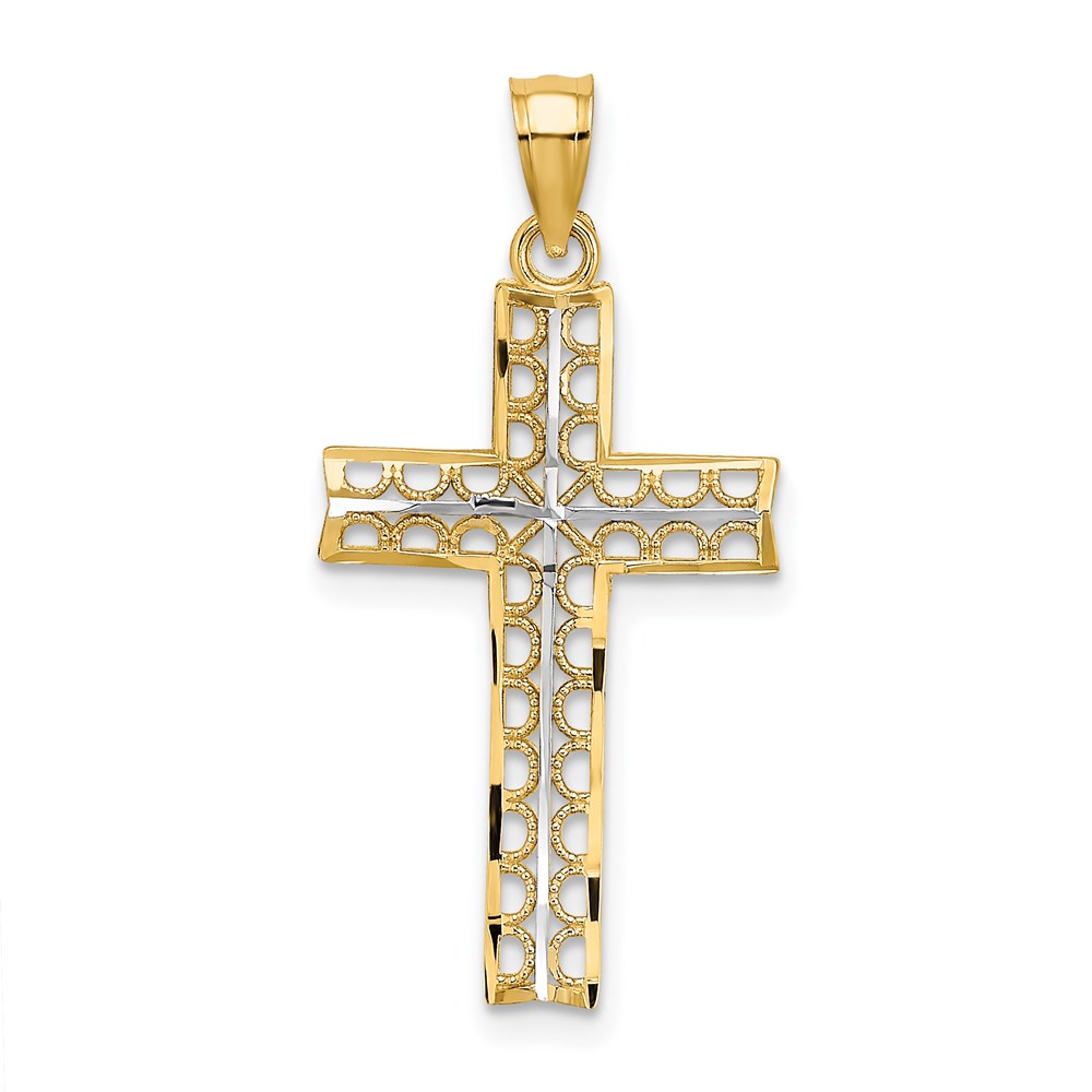 K9302.jpg 14K and White Rhodium Cross Charm - Image 1