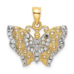 14k and White Rhodium Cut-out Wings Butterfly Pendant