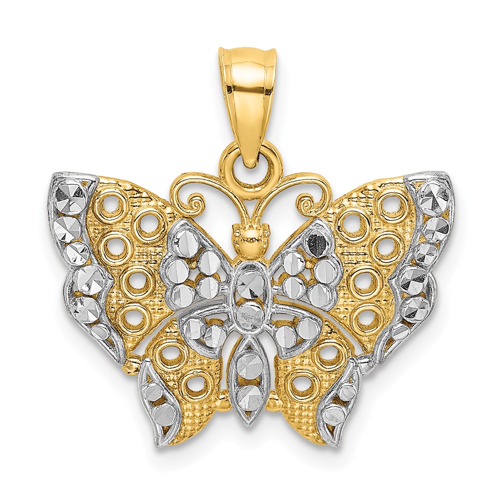 K9336.jpg 14k and White Rhodium Cut-out Wings Butterfly Pendant - Image 1
