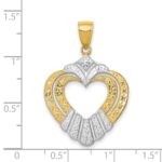 14k and White Rhodium Textured Cut-Out Heart Charm - Image 3