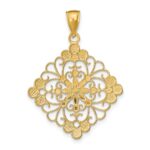 14K and White Rhodium Diamond-cut Filigree Medallion Charm - Image 4