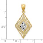 14k and White Rhodium Diamond-cut Diamond-Shape Charm - Image 3