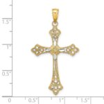 14K with White Rhodium Diamond-cut Edges Cross Charm - Image 3