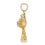 14k and White Rhodium 3-D Angel Playing Harp Charm - Image 2