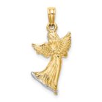 14k and White Rhodium 3-D Angel Playing Violin Charm - Image 4