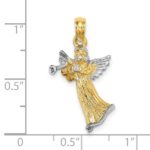 14k and White Rhodium 3-D Angel Playing Trumpet Charm - Image 3