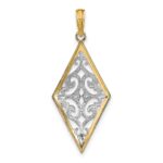 14k and White Rhodium Diamond-Shape Cut-Out Filigree Charm - Image 4