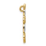 14K Two-tone Polished Filigree Vertical Hearts Chain Slide - Image 2