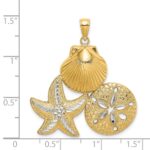 14k with White Rhodium Diamond-cut Scallop Starfish Sand Dollar Charm - Image 3