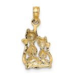 14k and White Rhodium Polished Cat and Kitten Charm - Image 4