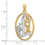 14k with White Rhodium #1 MOM Oval Charm - Image 4
