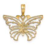 14k and White Rhodium Diamond-cut Butterfly Charm - Image 4
