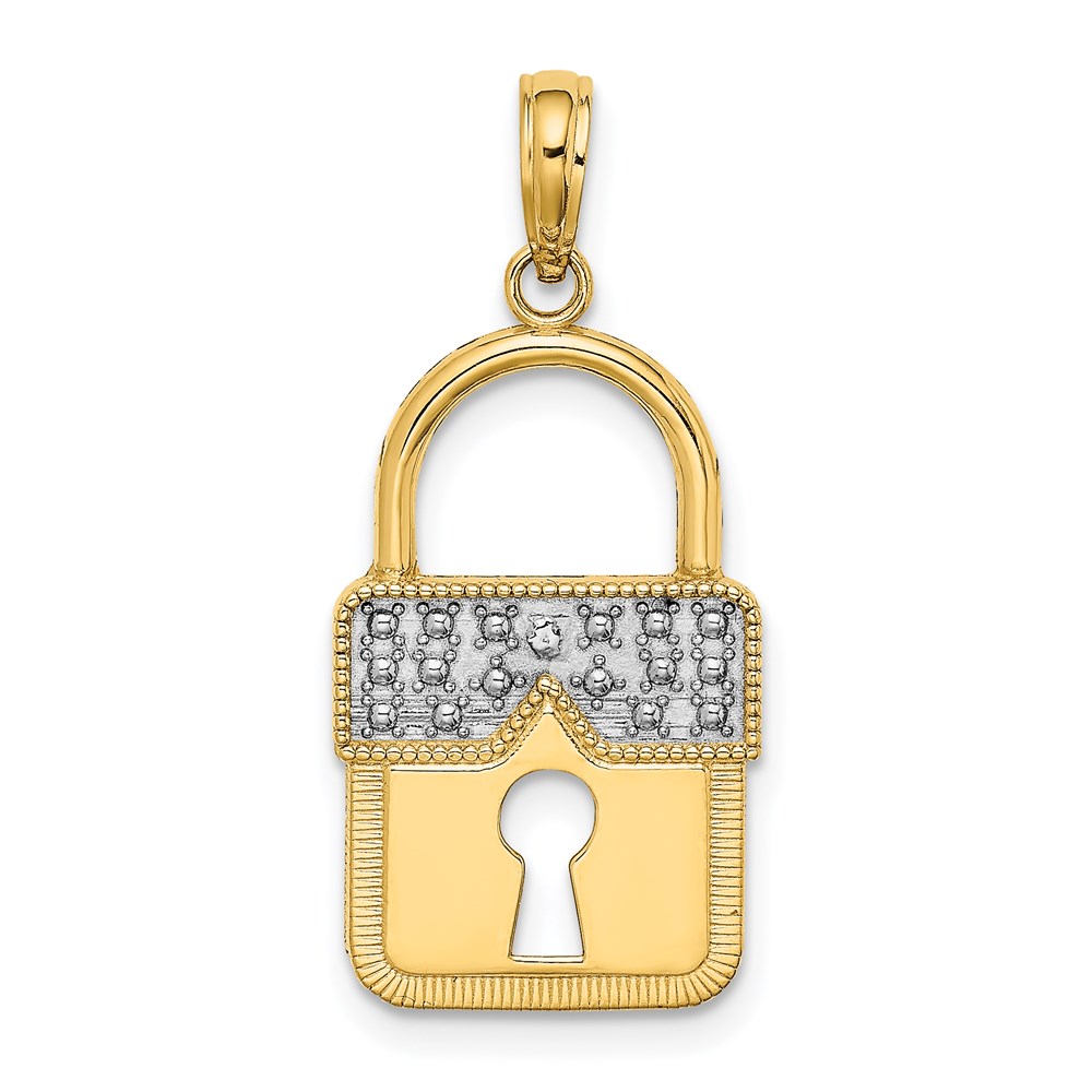 K9436.jpg 14k and White Rhodium Lock Charm - Image 1