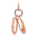 14K Rose Gold Polished 3-D Moveable Ballet Slippers Charm - Image 3