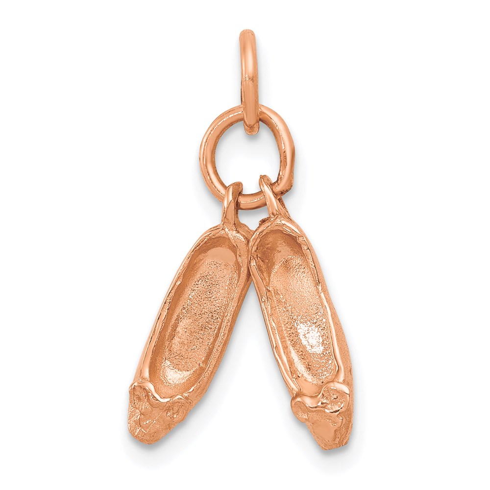 K944.jpg 14K Rose Gold Polished 3-D Moveable Ballet Slippers Charm - Image 1