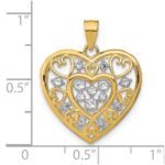 14k and White Rhodium Cut-Out Filigree Heart Charm - Image 3