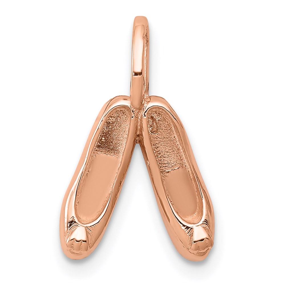 K946.jpg 14K Rose Gold Solid Polished 3-D Ballet Slippers Charm - Image 1