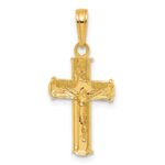 14K and White Rhodium Polished Block INRI Crucifix Charm - Image 4