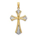 14K and White Rhodium and Diamond-cut Reversible Cross Charm - Image 4