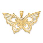 14k Two-tone Diamond-cut Butterfly Charm - Image 4