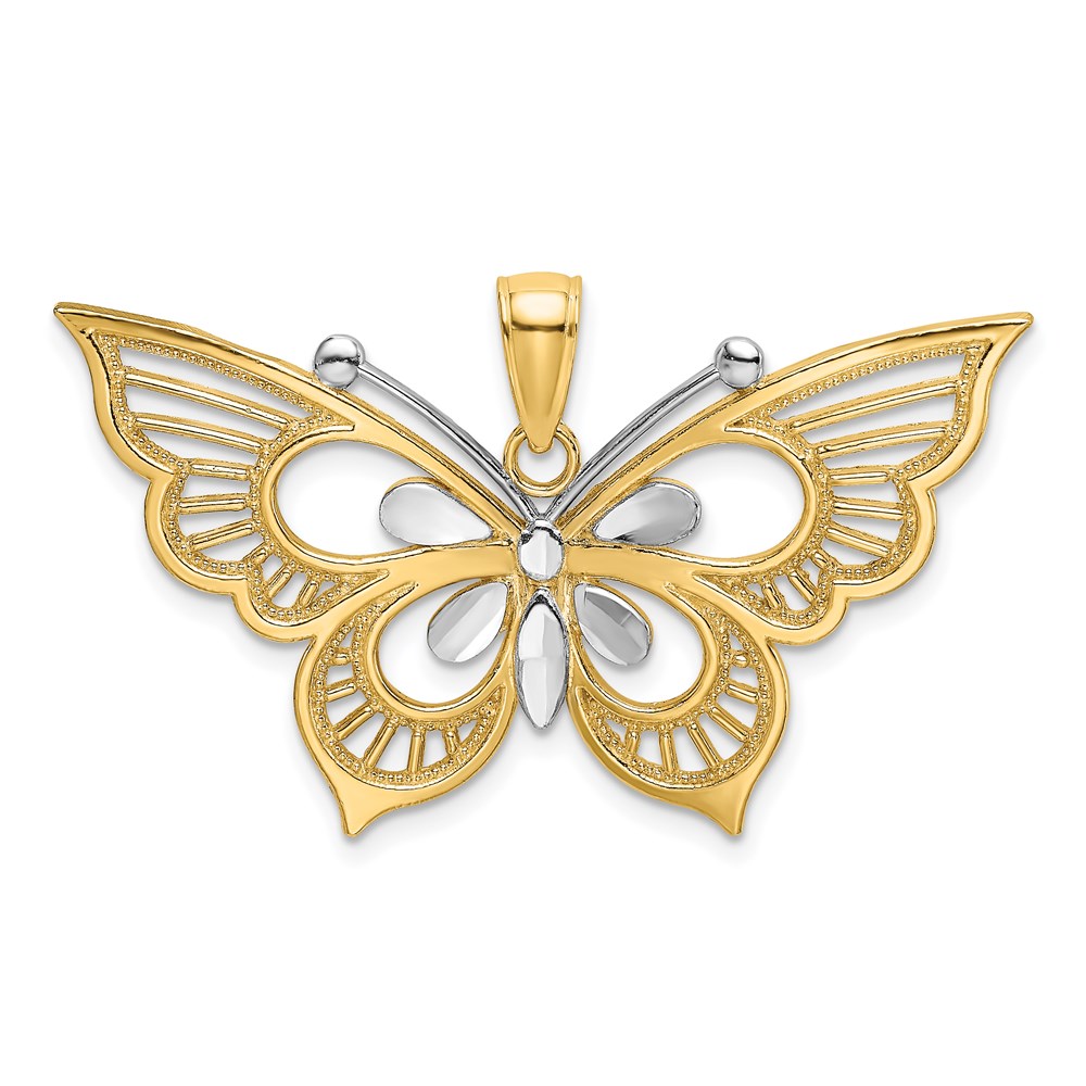 K9489.jpg 14k Two-tone Diamond-cut Butterfly Charm - Image 1