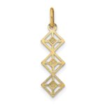 14k and White Rhodium Diamond-cut 3 Diamond-Shapes Charm - Image 4