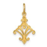 14K with White Rhodium Diamond-cut Chandelier Style Charm - Image 4