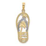14K and White Rhodium Palm Tree Flip-Flop Charm