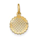 14K and White Rhodium Diamond-cut Mini Sunflower Charm - Image 4