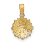 14K and White Rhodium Diamond-cut Mini Filigree Flower Charm - Image 4