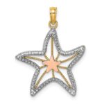 14K Two-Tone with White Rhodium Cut-Out Small Starfish Charm