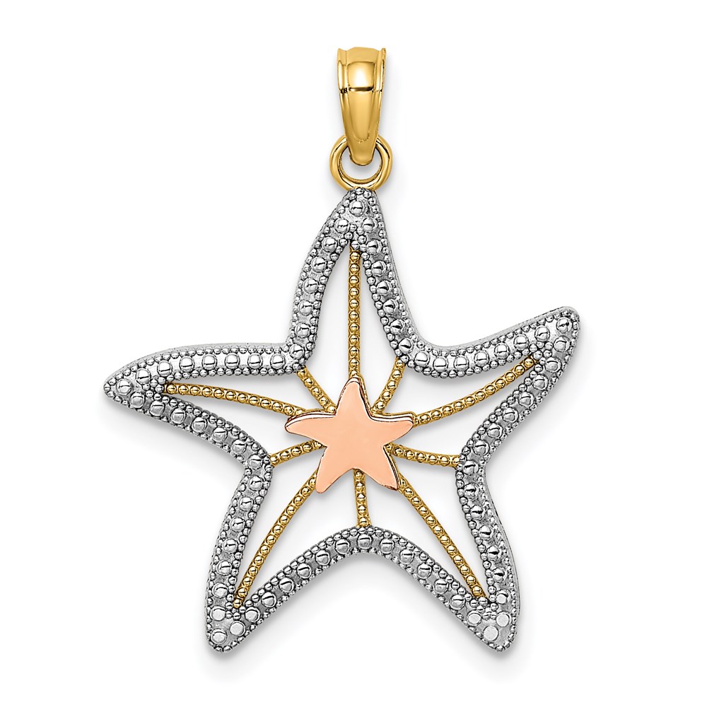 K9537.jpg 14K Two-Tone with White Rhodium Cut-Out Small Starfish Charm - Image 1