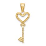14k and White Rhodium Key with Heart Charm - Image 3