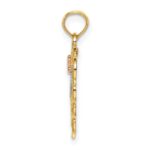 14k Two-Tone with White Rhodium MOM Heart with Flower Charm - Image 2