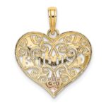 14k Two-tone with White Rhodium GRANDMA In Filigree Heart Charm - Image 4