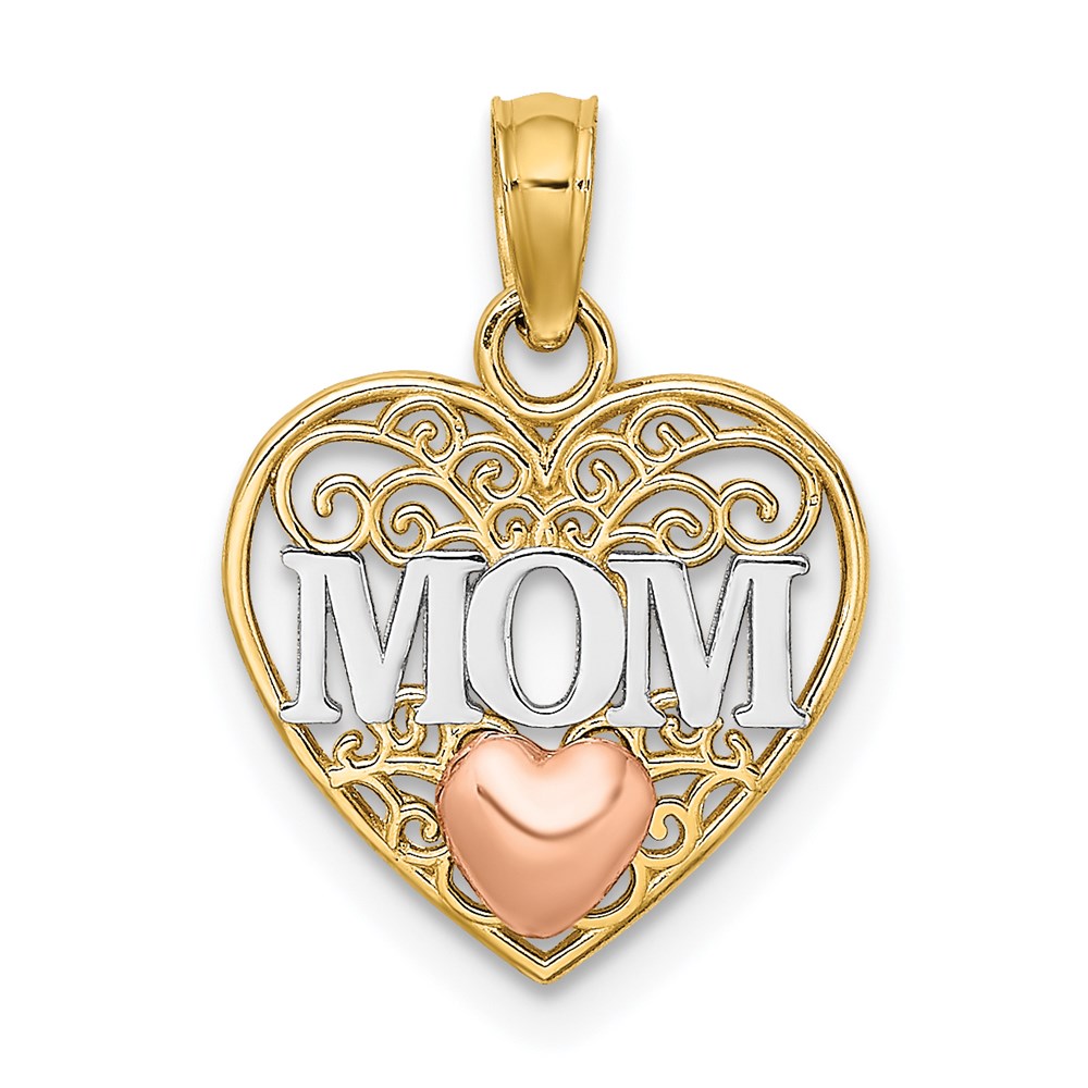 K9559.jpg 14K Two-tone with White Rhodium Polished MOM in Heart Pendant - Image 1