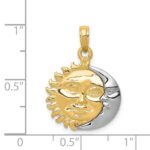 14k Two-Tone Solid Polished Reversible Sun and Moon Pendant - Image 4