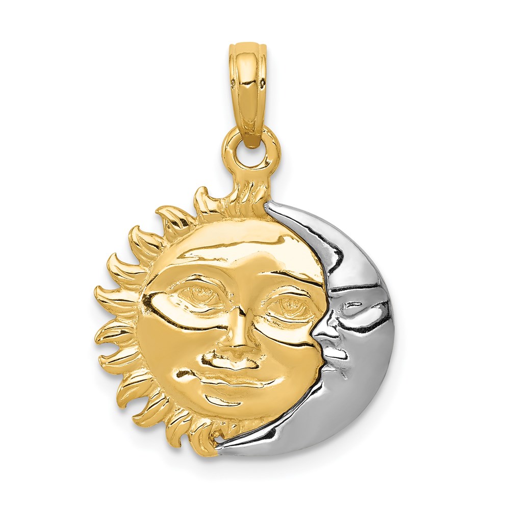 K956.jpg 14k Two-Tone Solid Polished Reversible Sun and Moon Pendant - Image 1