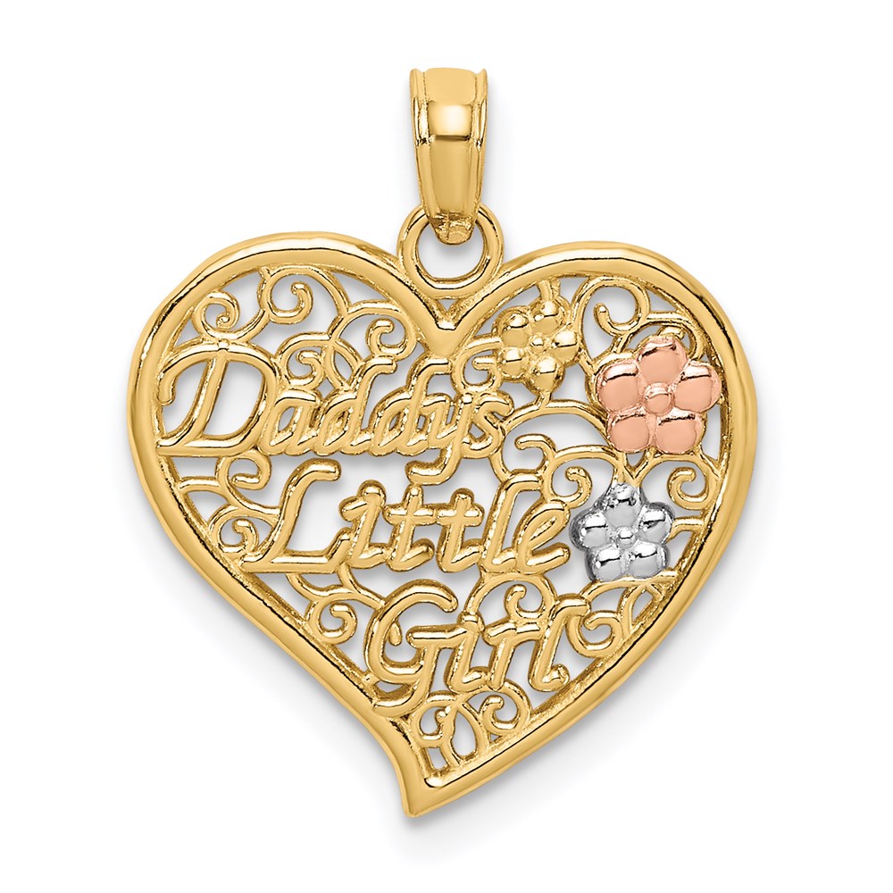 K9562.jpg 14k Two-tone with White Rhodium DADDYS LITTLE GIRL Filigree Heart Charm - Image 1