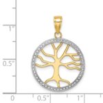 14k and White Rhodium Large Tree of Life Round Frame Charm - Image 3