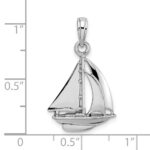 14K White Gold Polished 3-D Sailboat Charm - Image 3