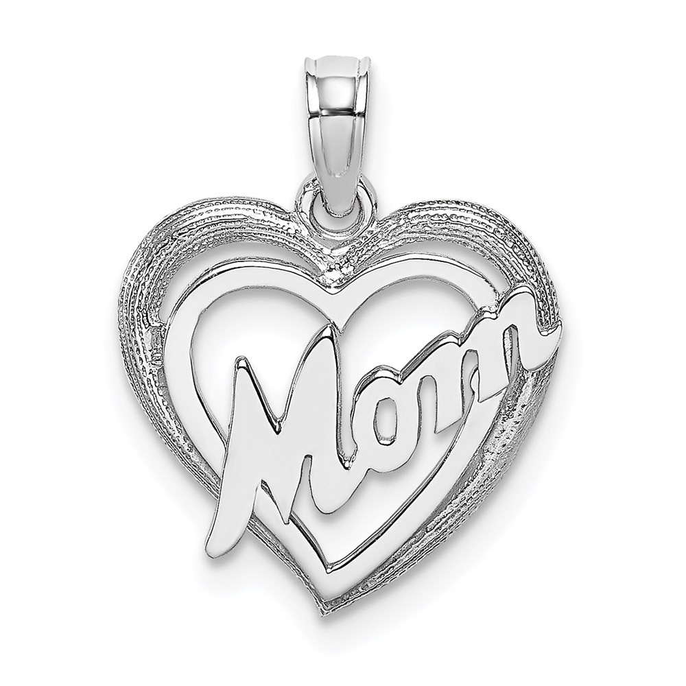 K9589W.jpg 14K White Gold MOM Inside Heart Charm - Image 1