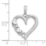 14K White Gold Polished -X- and Heart Pendant - Image 3
