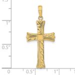 14K Textured with Square Center Cross Pendant - Image 3
